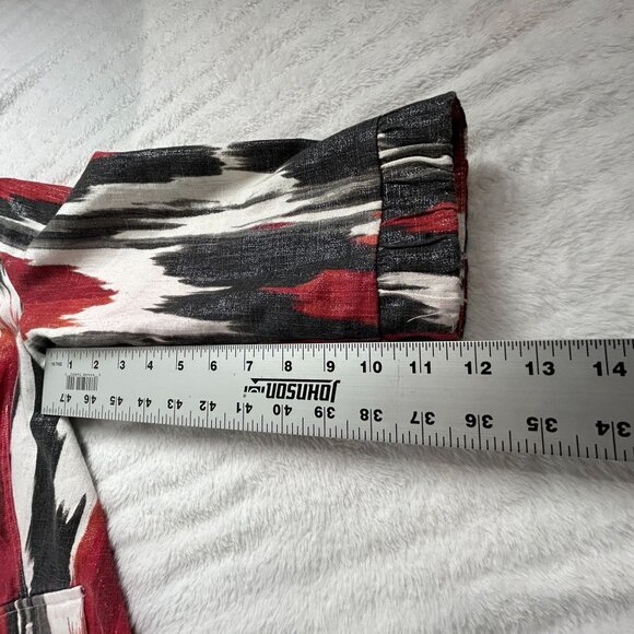 Chicos Multicolor Abstract Patterned Jacket Size 0 Open Front 3/4 Sleeves - Picture 7 of 8